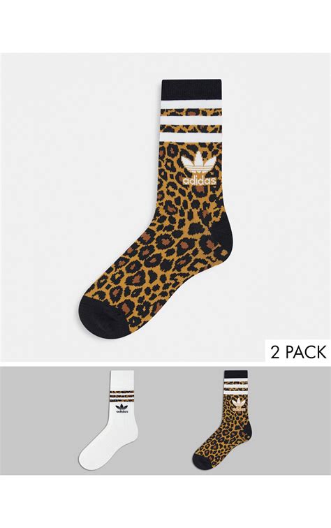 adidas Originals 2 pack socks in leopard print .